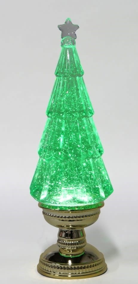 Lighted Spinning Green Glitter Tree
