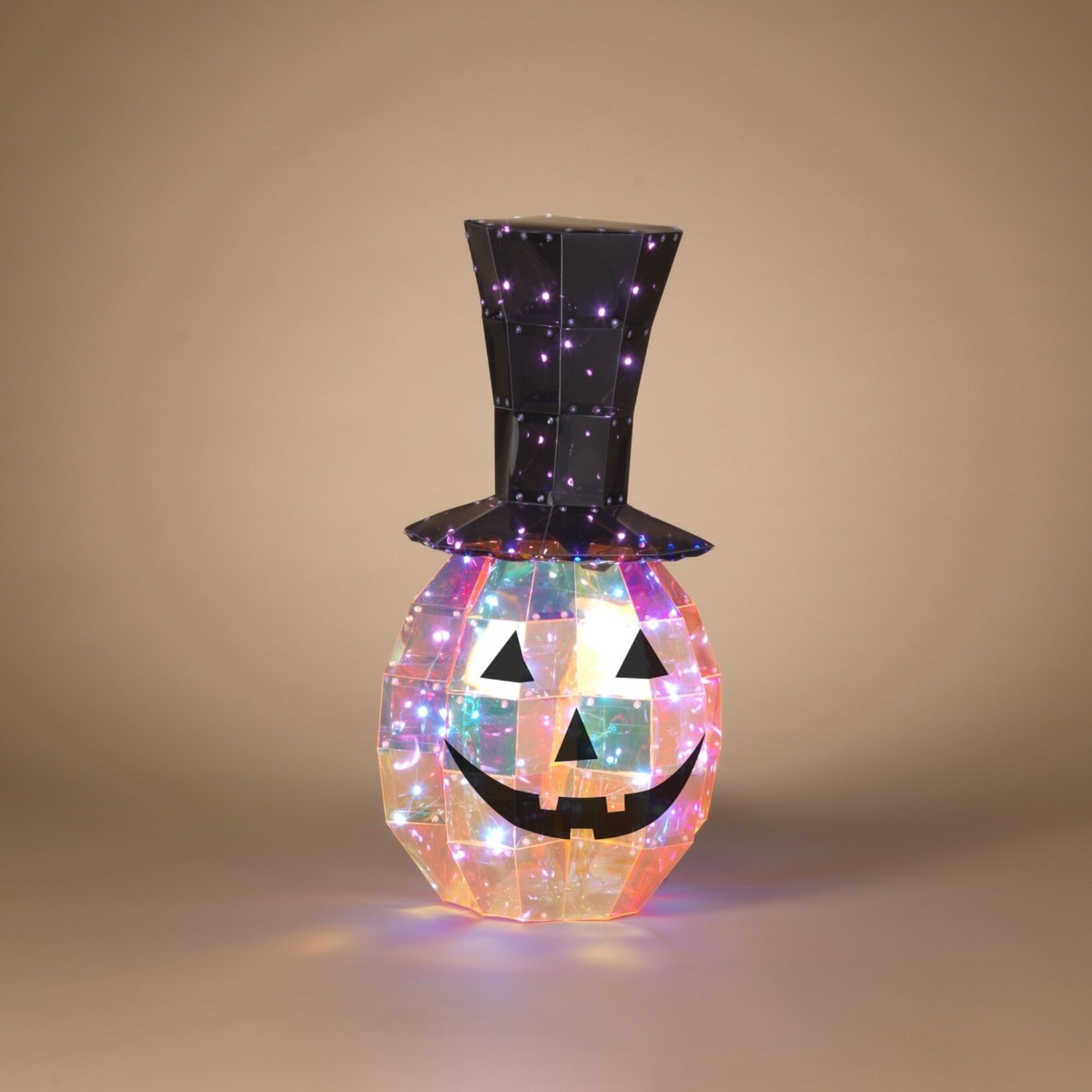 Lighted Holographic Pumpkin with Hat