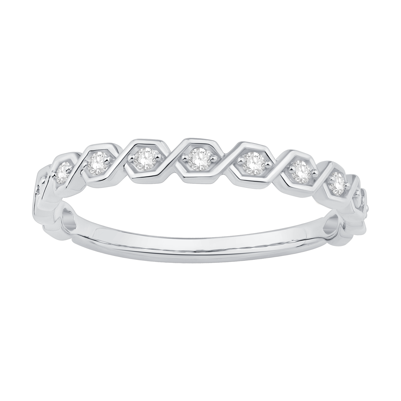 10K White Gold 1/12ctw Diamond Stack Ring