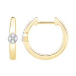 10K Yellow Gold 1/20CTW Diamond Hoop Earrrings