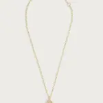 Bamboo With Stone Pendant Necklace - Mother Of Pearl