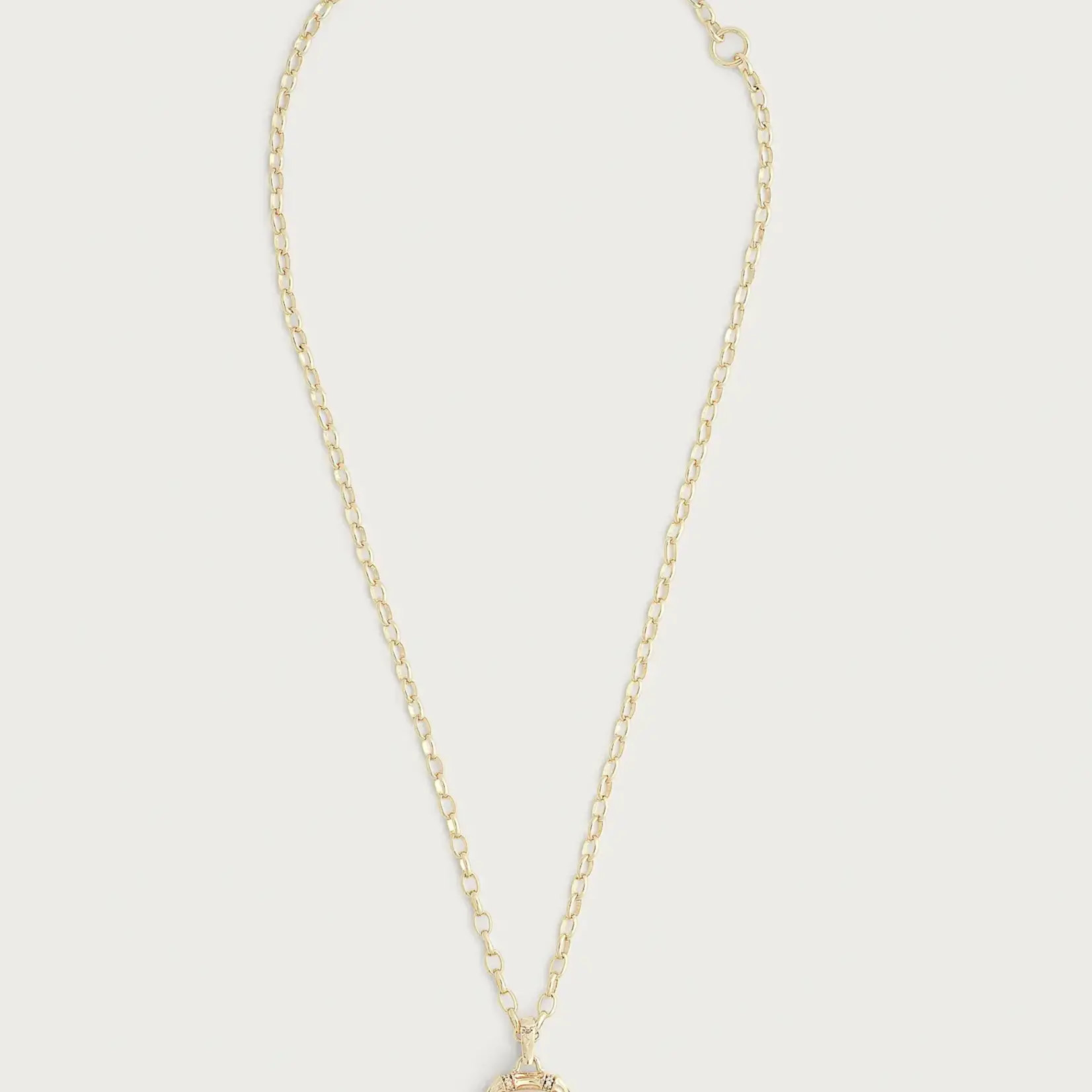 Bamboo With Stone Pendant Necklace - Mother Of Pearl