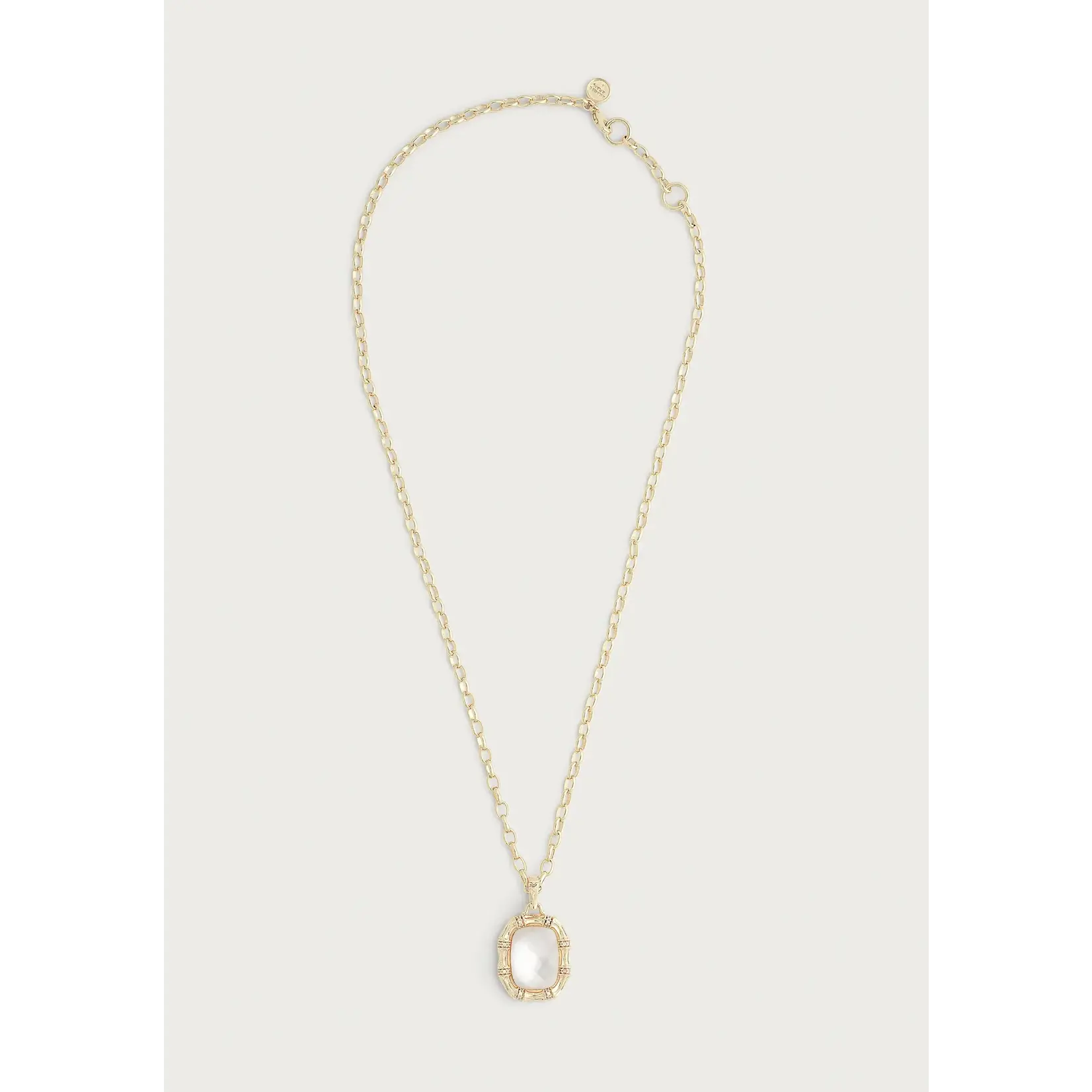 Bamboo With Stone Pendant Necklace - Mother Of Pearl