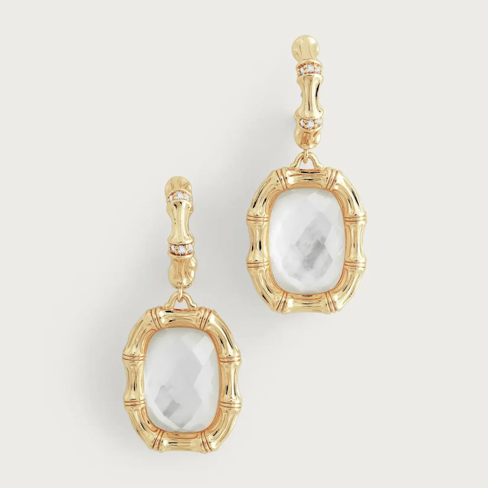 BAMBOO WITH MOTHER OF PEARL DROP EARRINGS