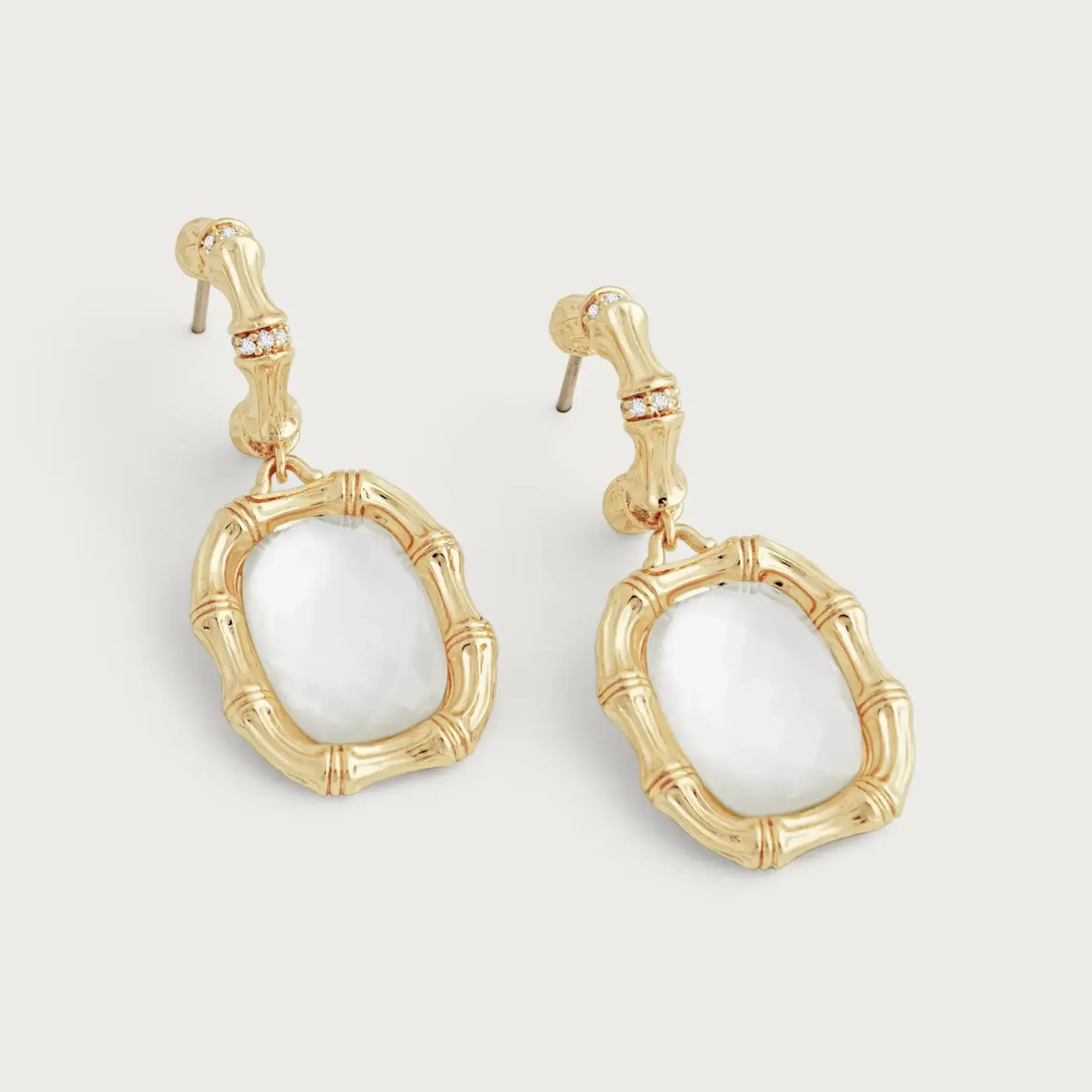 BAMBOO WITH MOTHER OF PEARL DROP EARRINGS