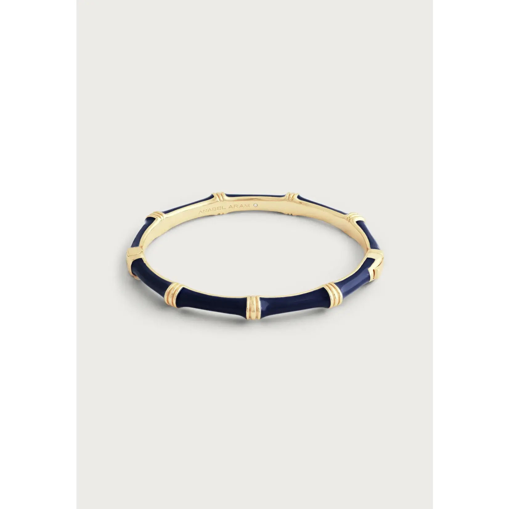 Bamboo Enameled Hinged Bangle Navy