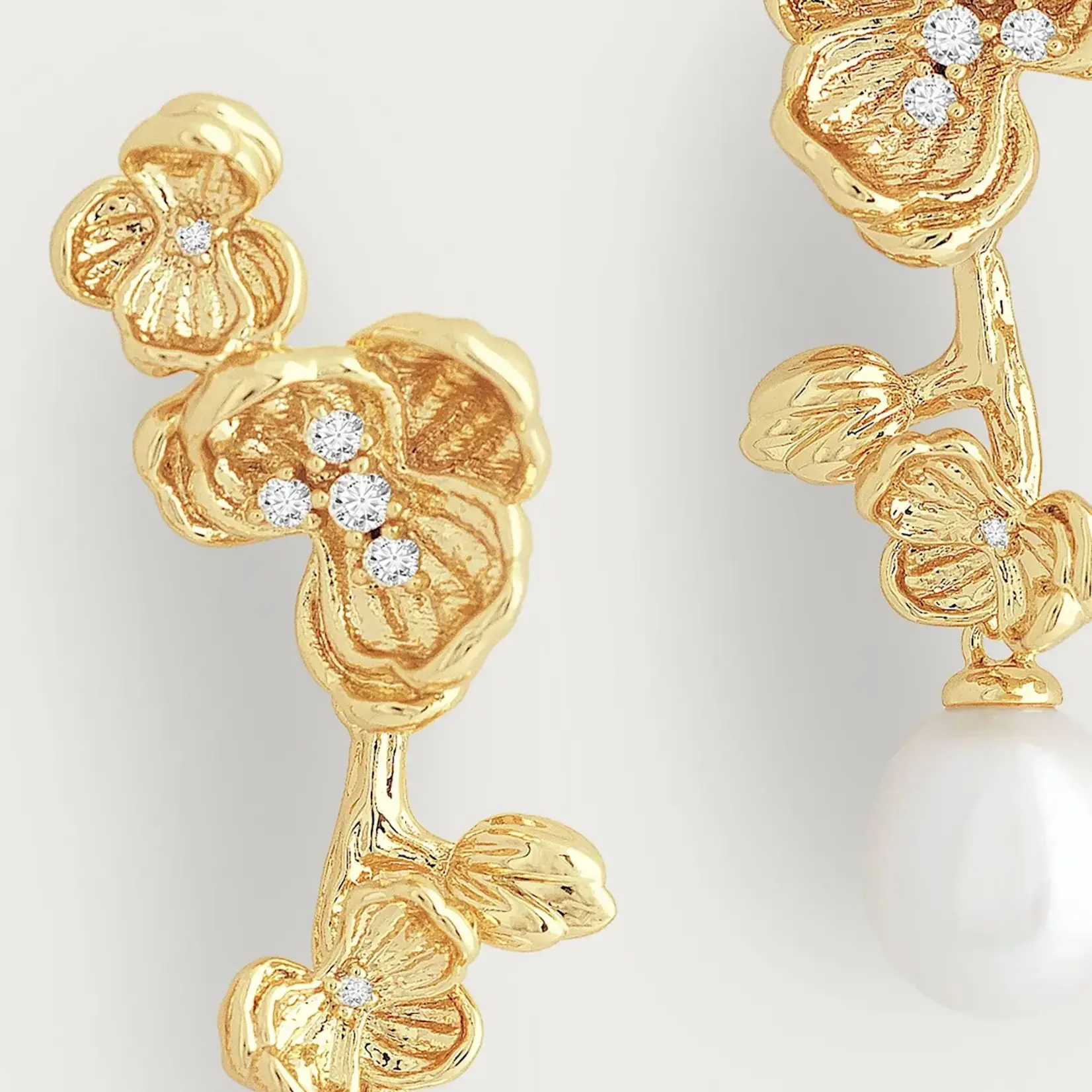 Orchid With Pearl Drop Earrings