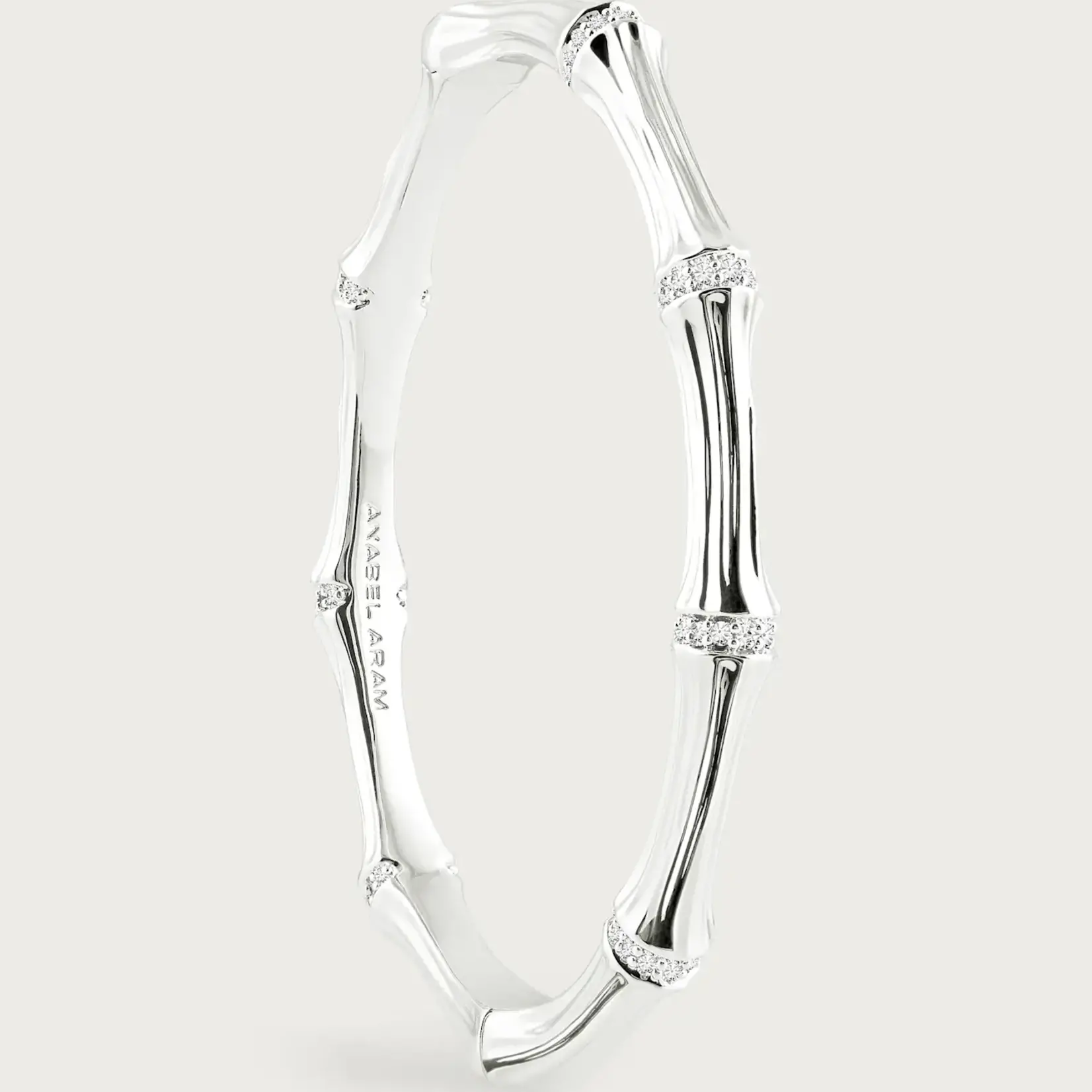 Bamboo Hinged Bangle, Silver