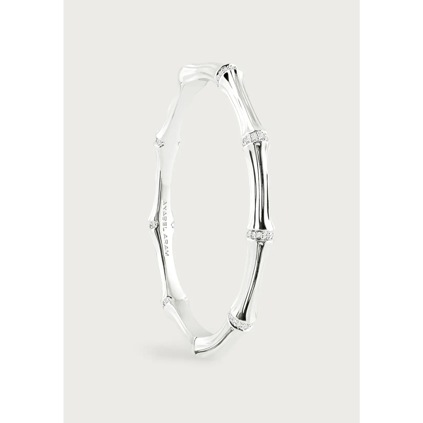 Bamboo Hinged Bangle, Silver