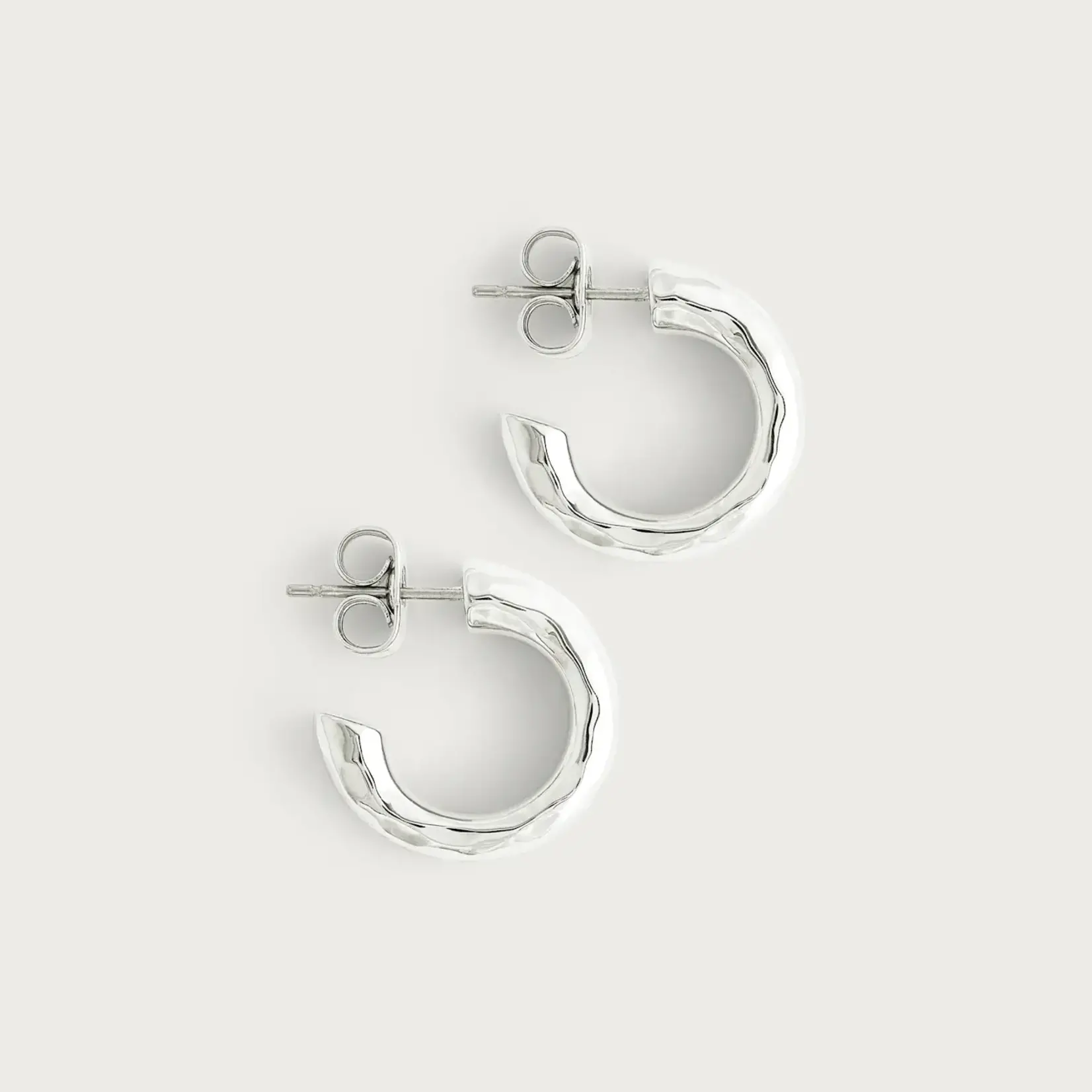 Farrier Huggie Hoop Earrings, Silver