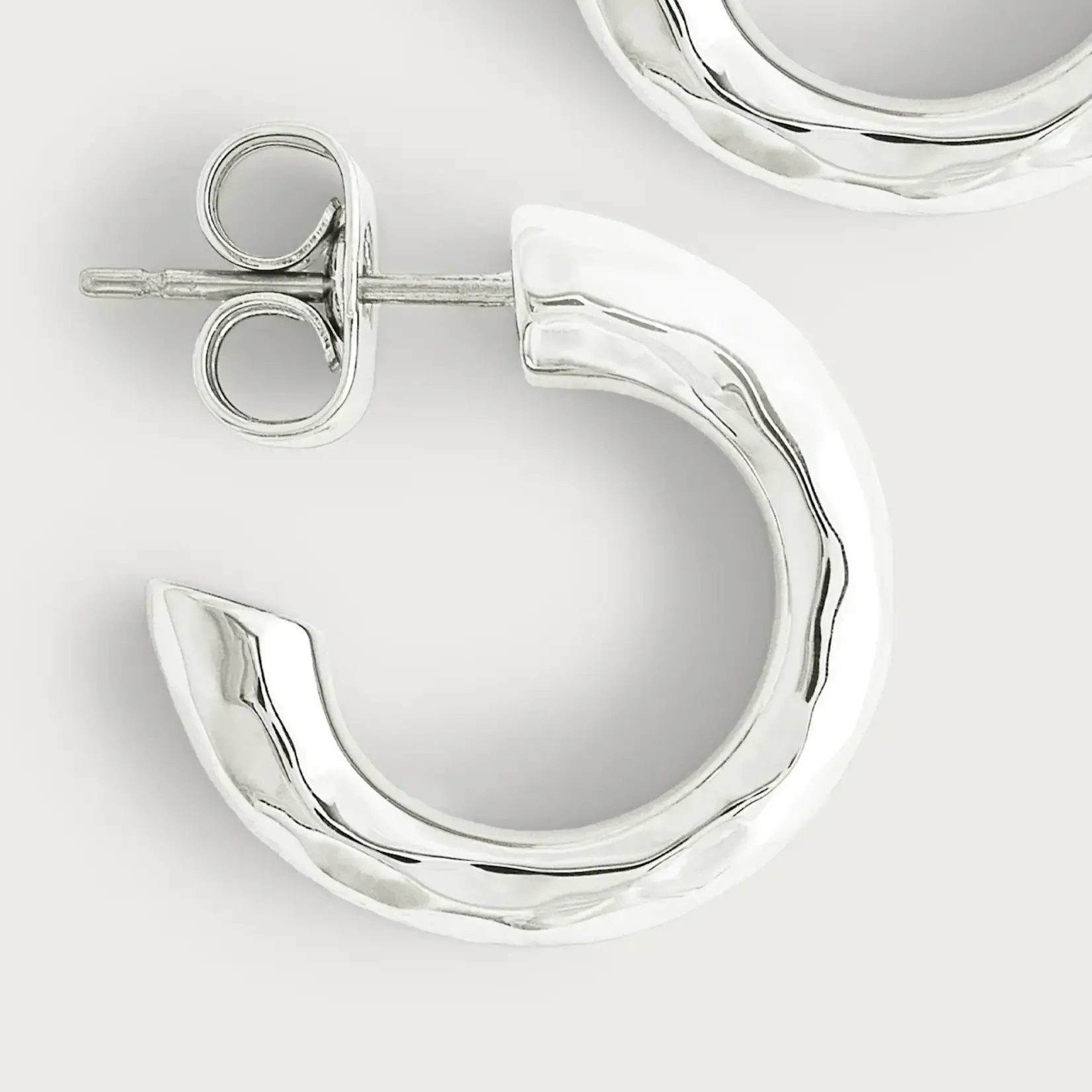 Farrier Huggie Hoop Earrings, Silver