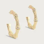 Bamboo Medium Hoop Earrings, Gold