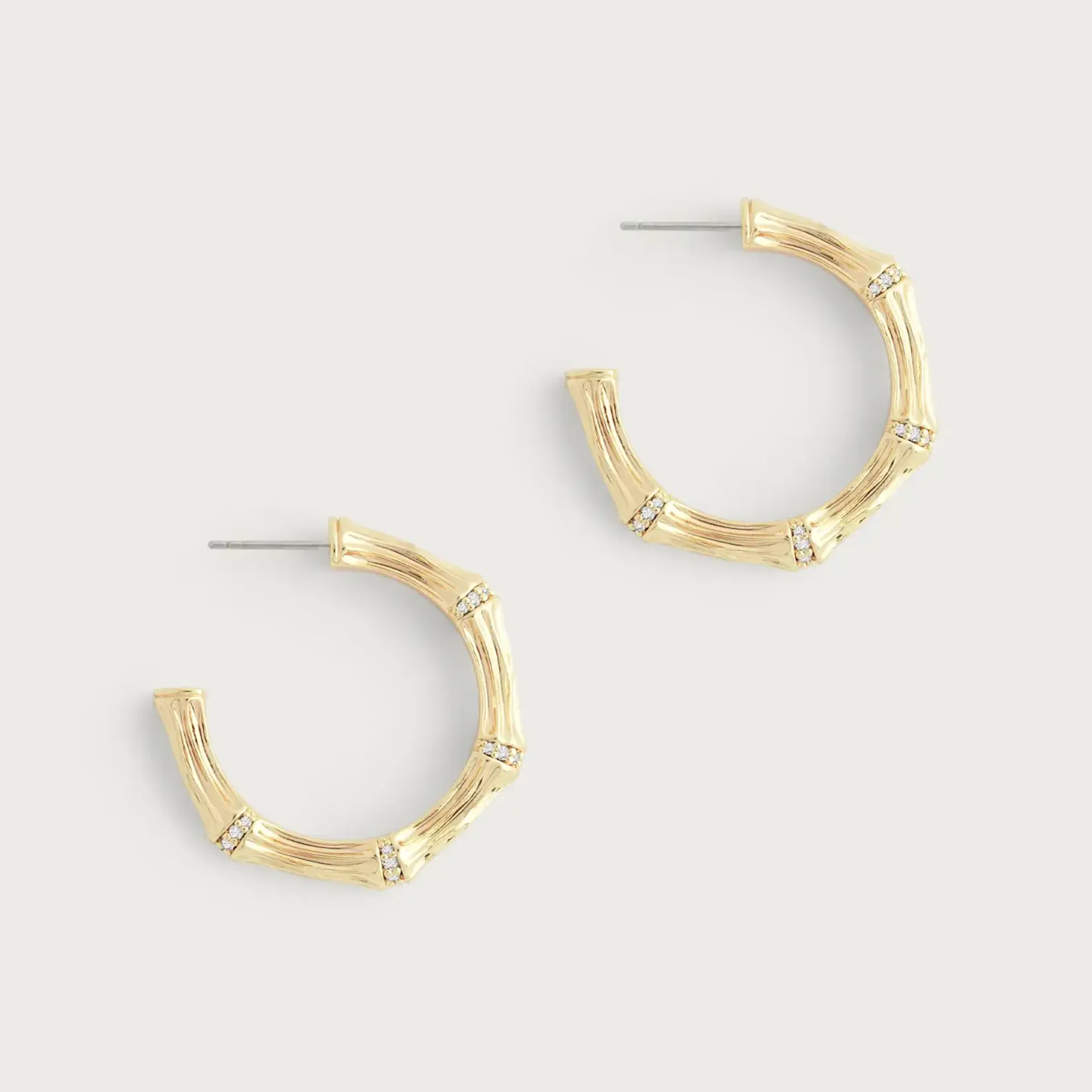 Bamboo Medium Hoop Earrings, Gold