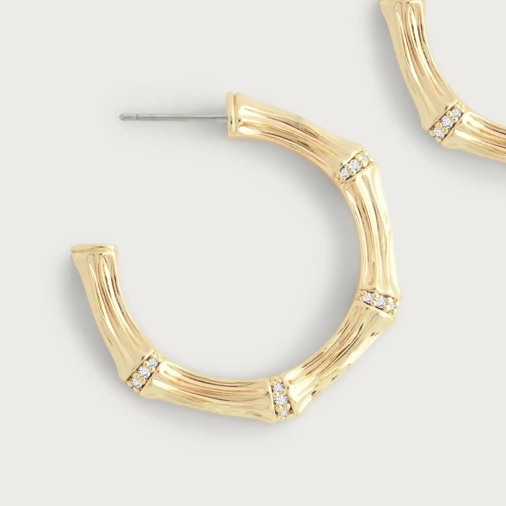 Bamboo Medium Hoop Earrings, Gold