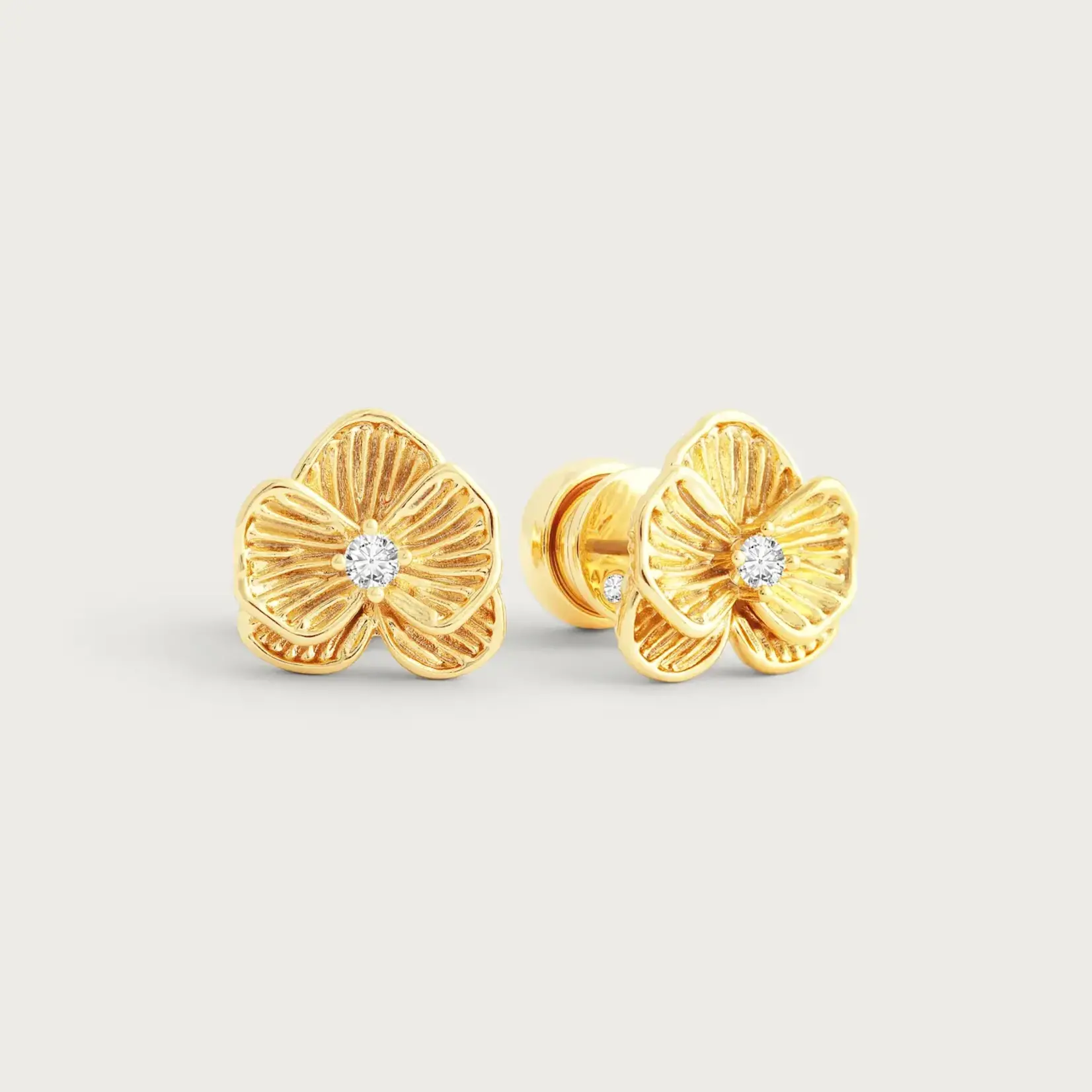 Orchid Gold Stud Earrings