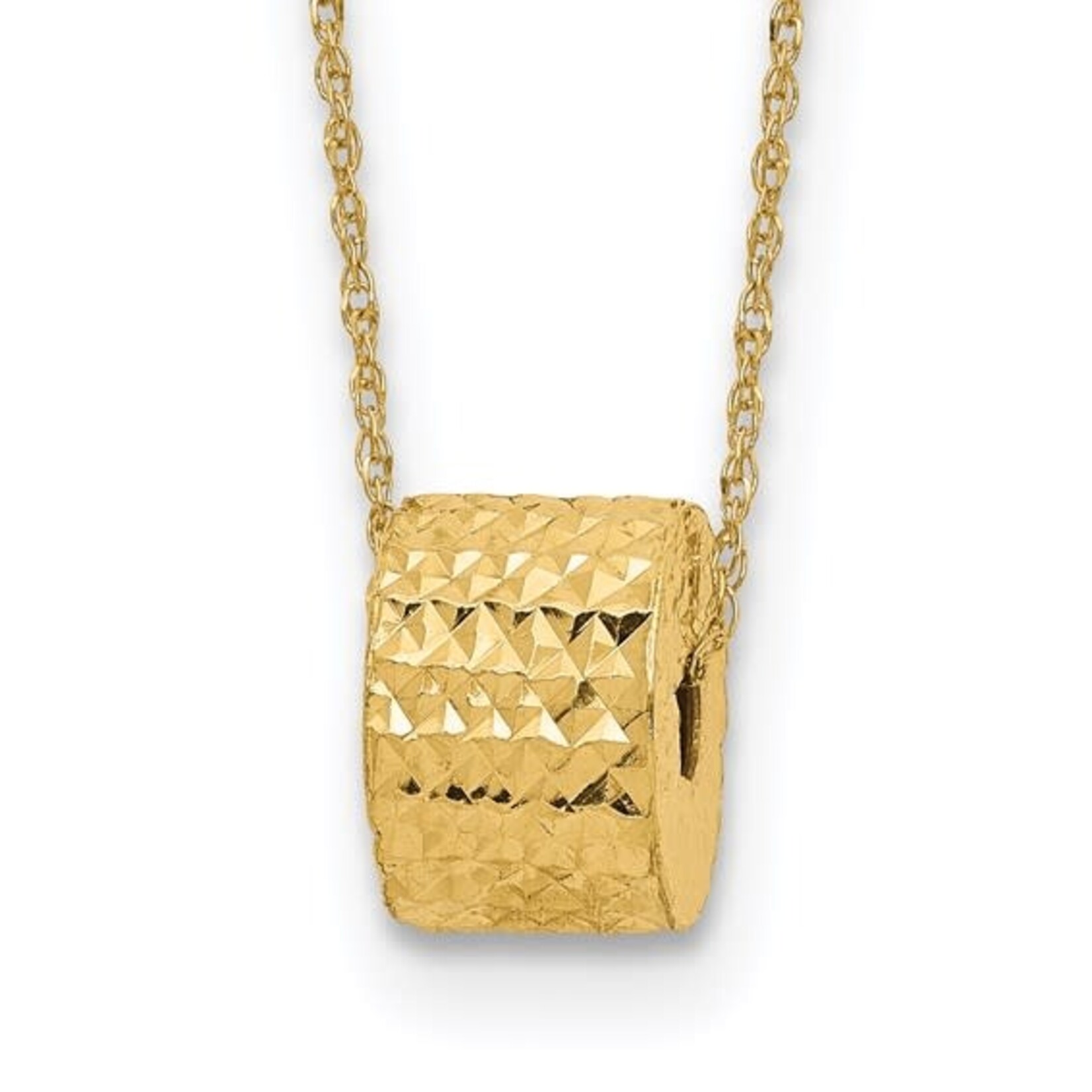 Quality Gold Inc. 14K Rope Chain w/ Barrel Bead w/ 2in Extension Necklace