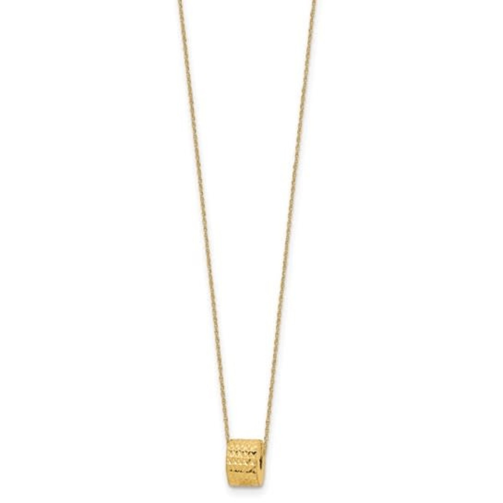 Quality Gold Inc. 14K Rope Chain w/ Barrel Bead w/ 2in Extension Necklace