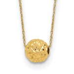 14k Polished Textured 6mm Bead Necklace 18''