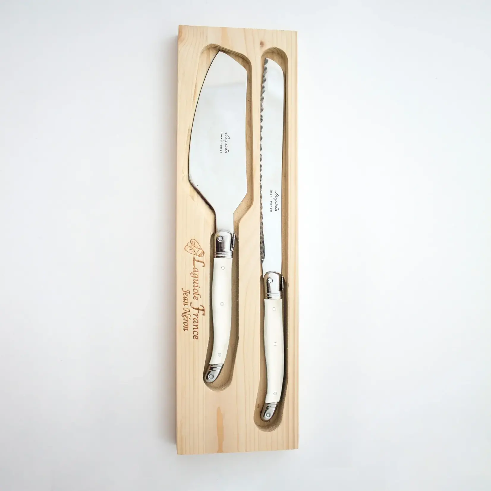 Laguiole Cake Serving Set, Ivory in Wooden box