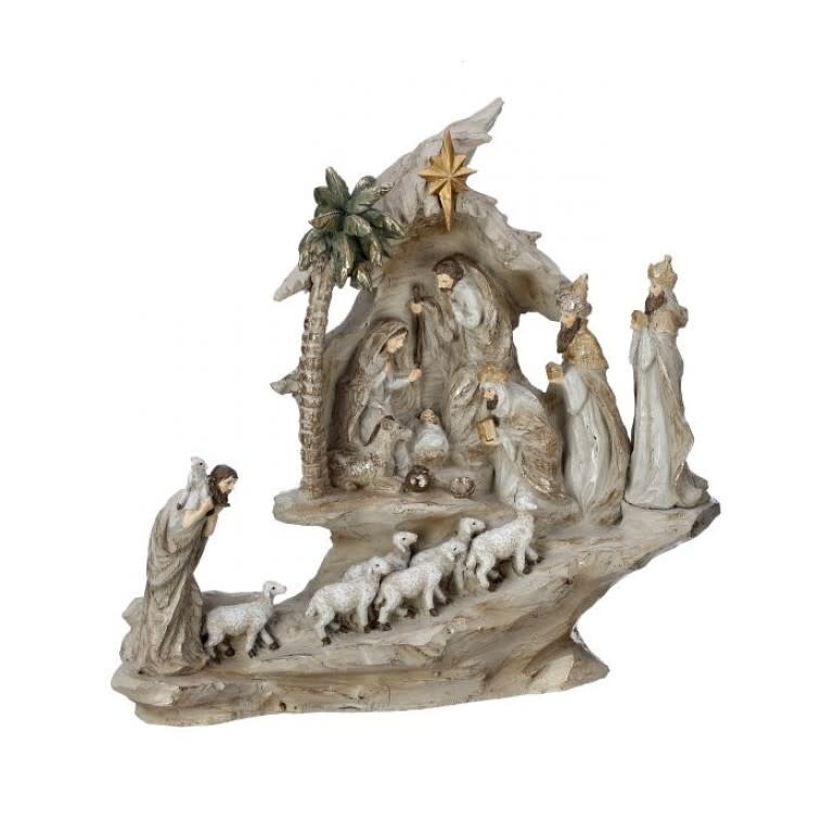 13.5'' Stairway Nativity With Sheep