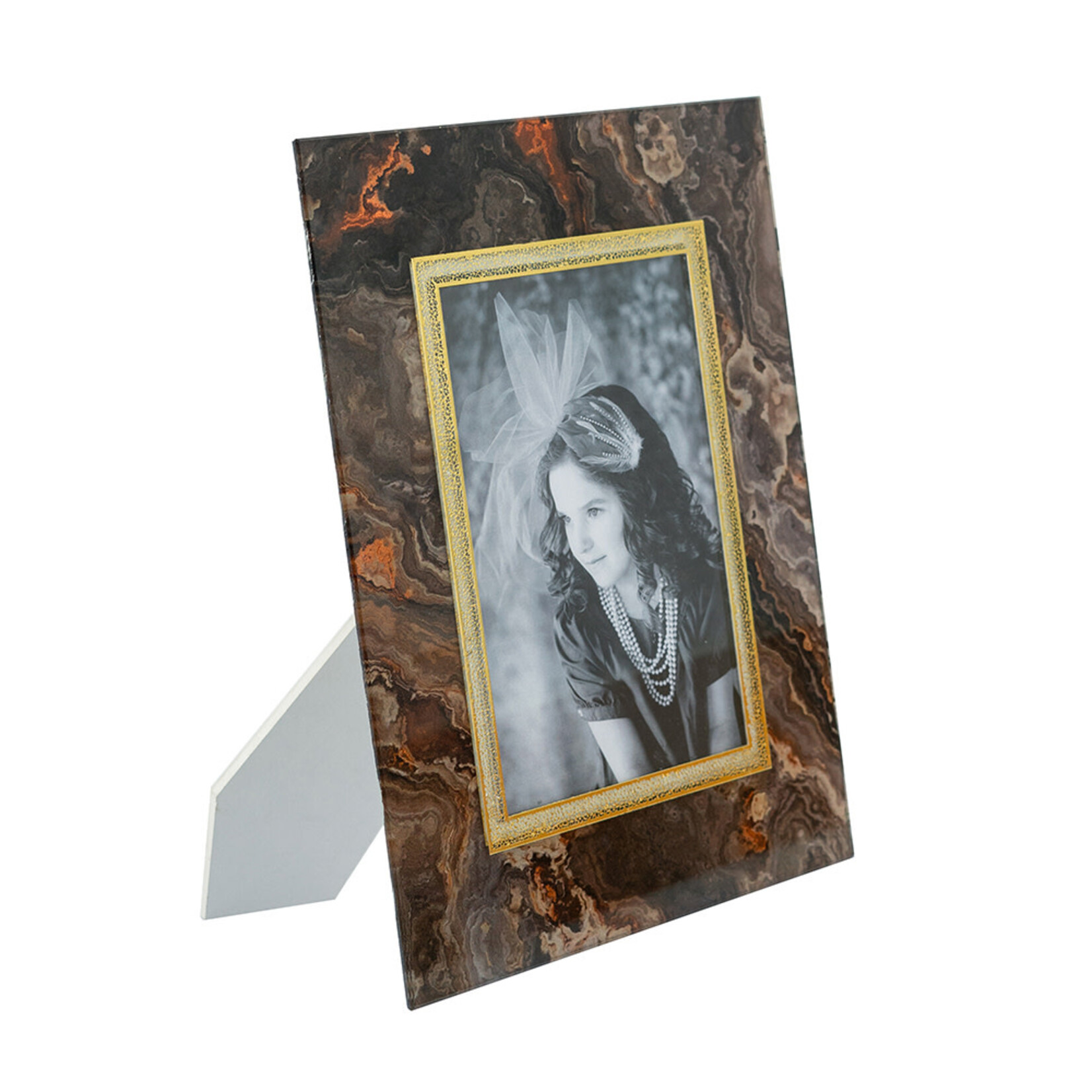 8.5x10.5" Photo Frame with Multicolored Marbled Finish and Gold Border,5x7" Opening