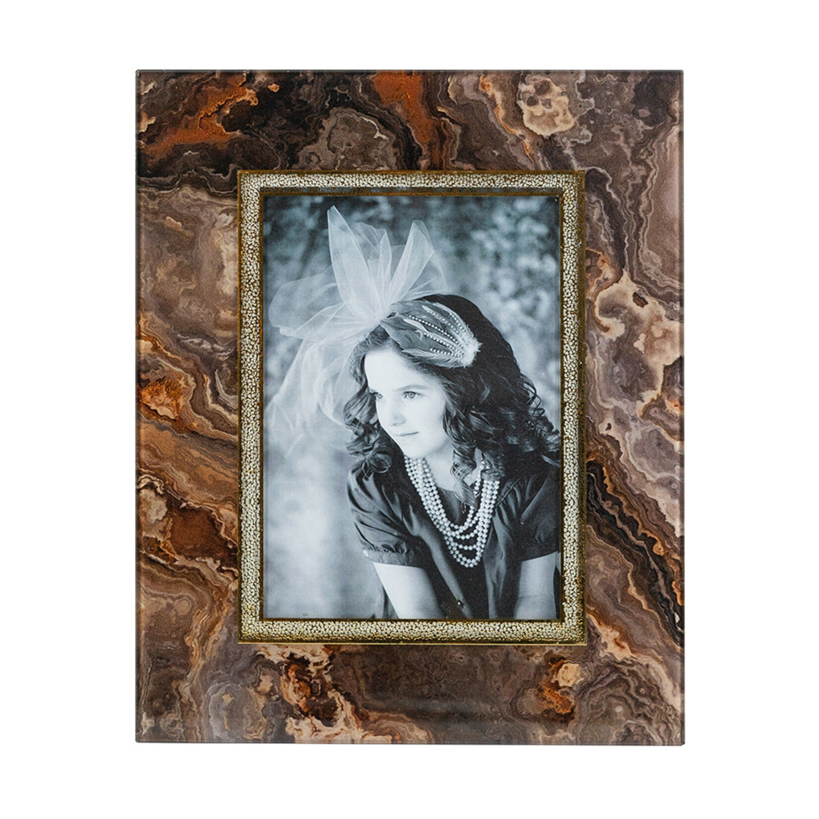 8.5x10.5" Photo Frame with Multicolored Marbled Finish and Gold Border,5x7" Opening