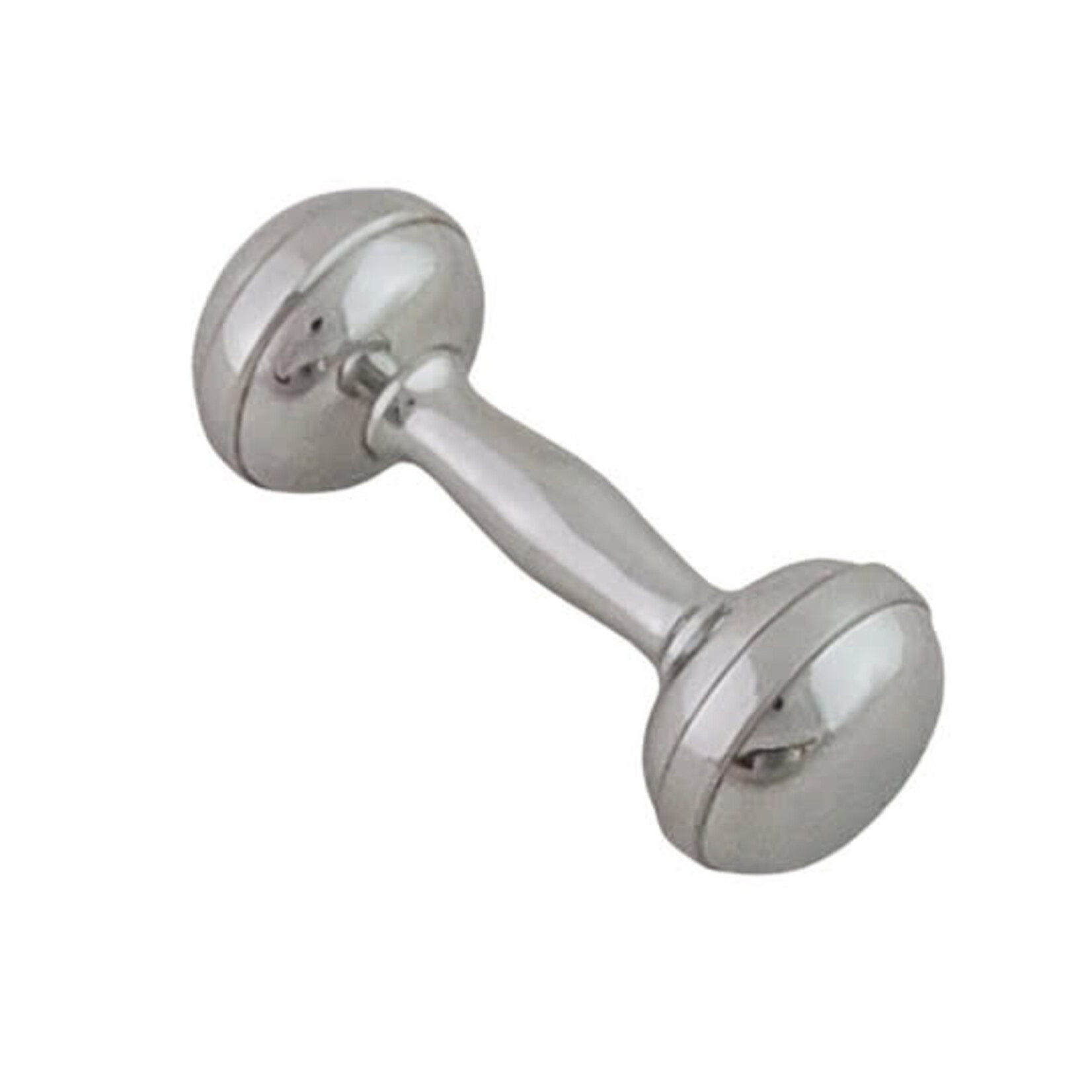 Dumbbell Baby Rattle Polished Pewter