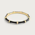 Black Bamboo Enameled Hinged Bangle