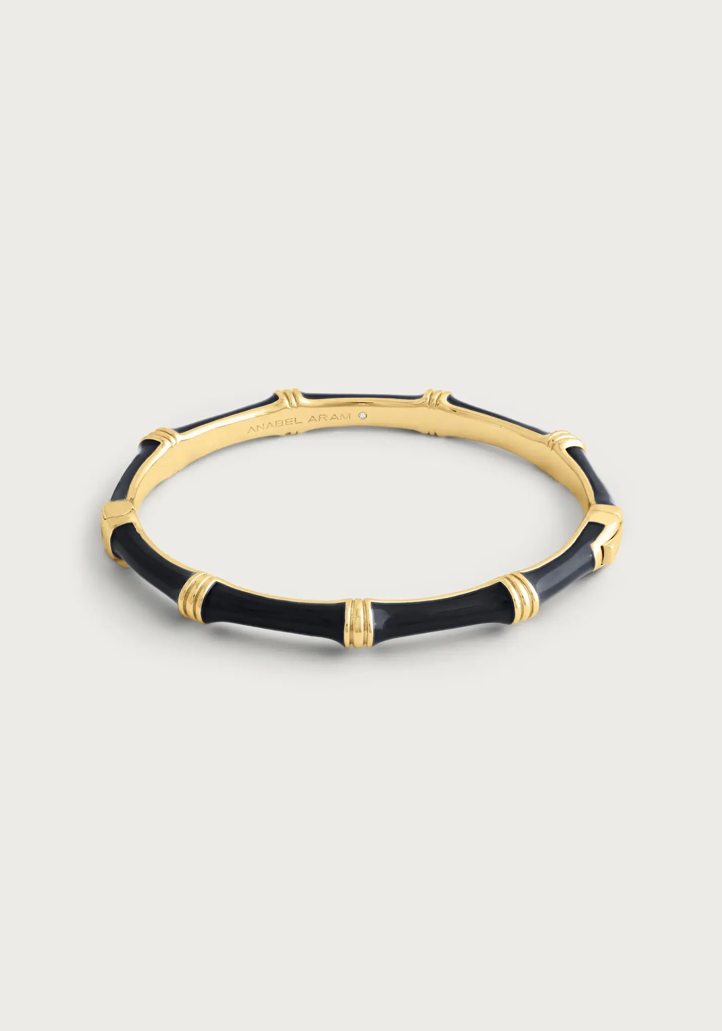 Black Bamboo Enameled Hinged Bangle