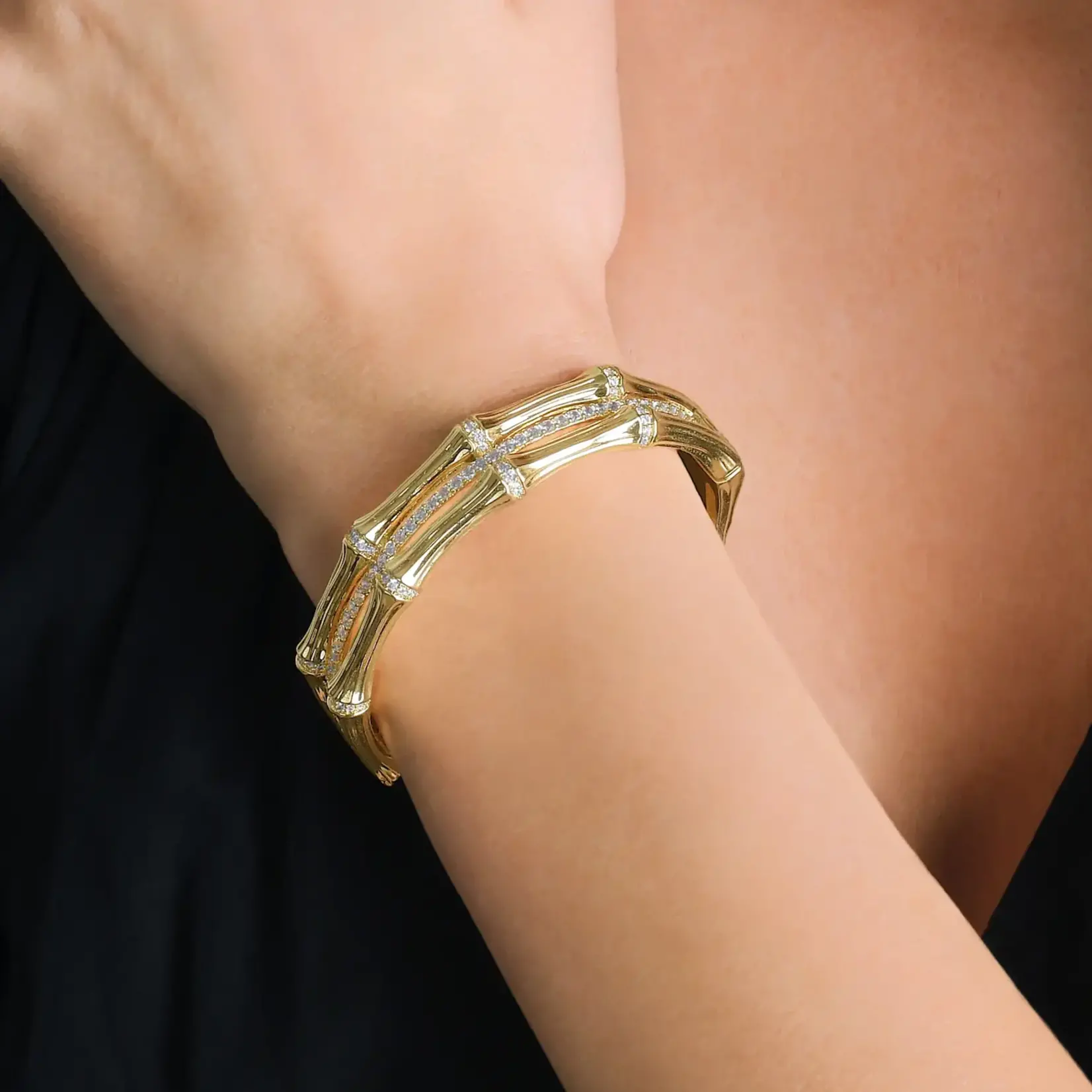 Bamboo Stacked Hinged Bangle