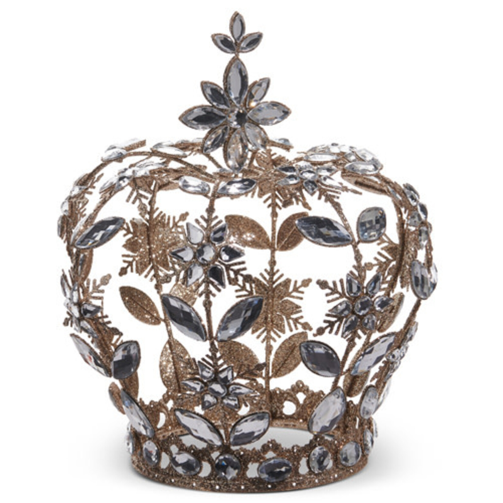 9.5" Champagne Glitter Jeweled Crown