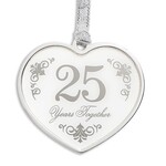 25th anniversary ornament in gift box: Caroline Collection