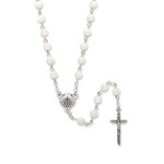 24.5in white MOP rosary baptism