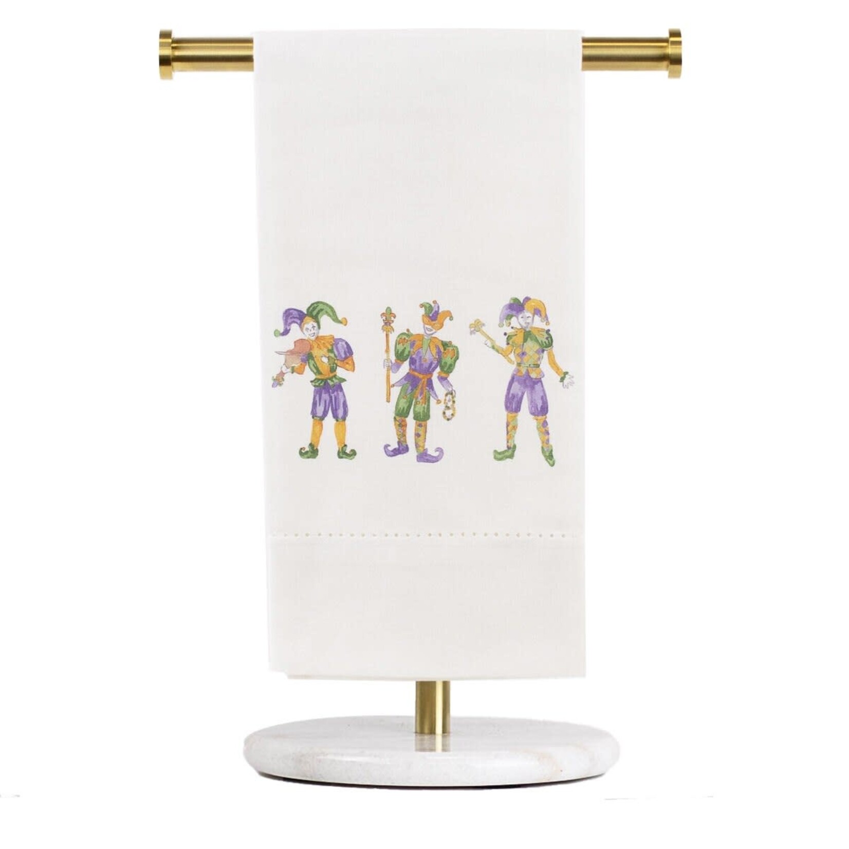 Mardi Gras Jester hand towel hemstitch