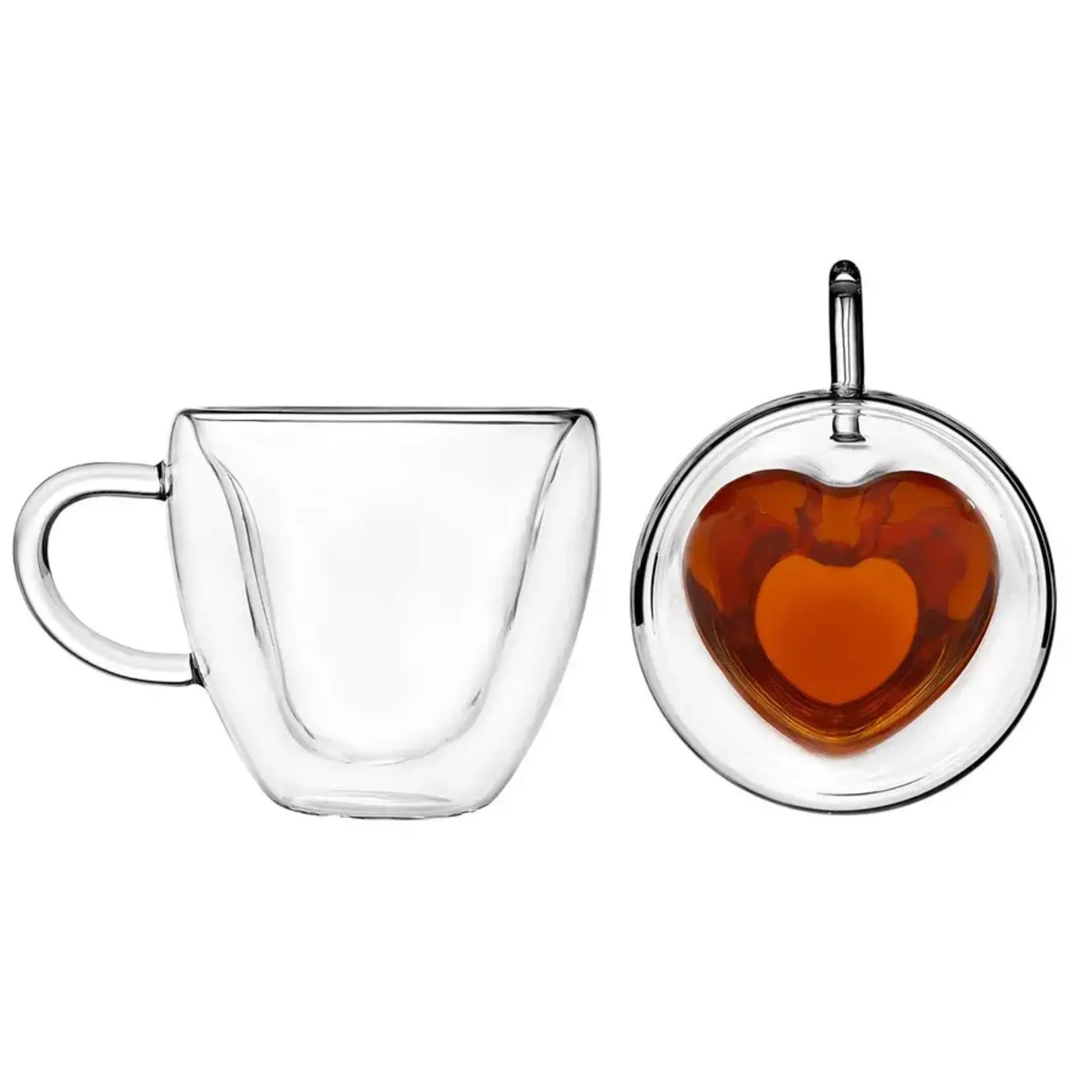 DOUBLE WALL HEART COFFEE MUG SET