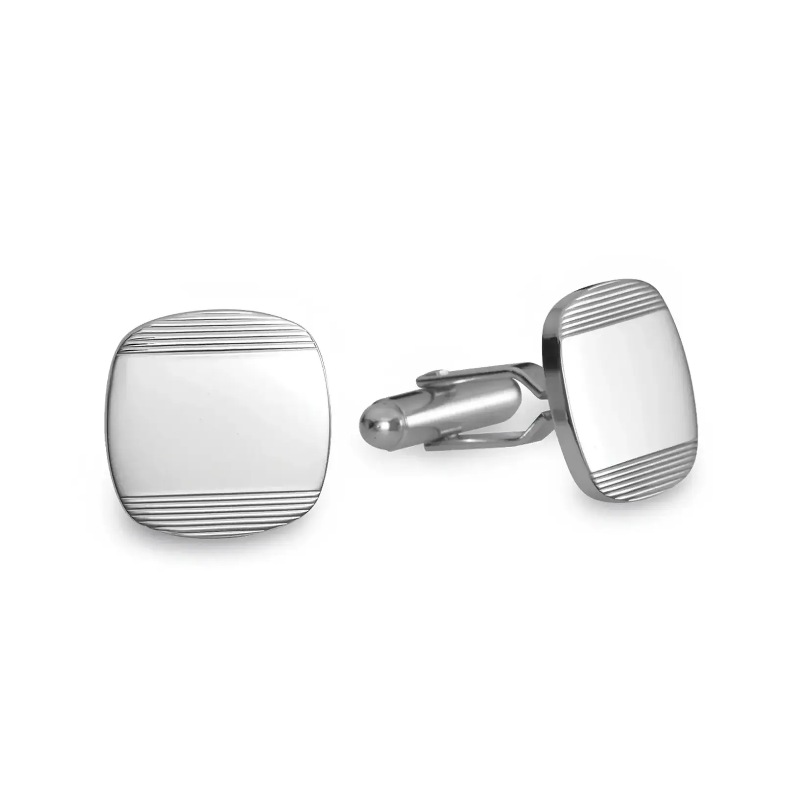 Polished Cushion Cufflinks with Lined Edges