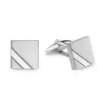 Brushed Rectangle Cufflinks with Signle Polished Corner