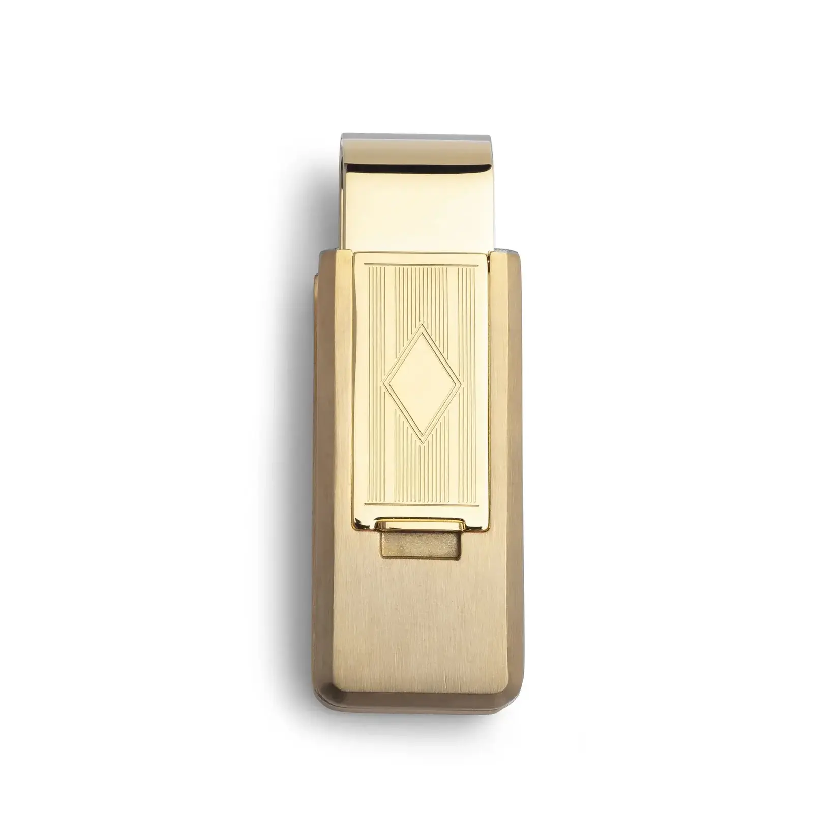 Striped Flip Money Clip with Diamond Center
