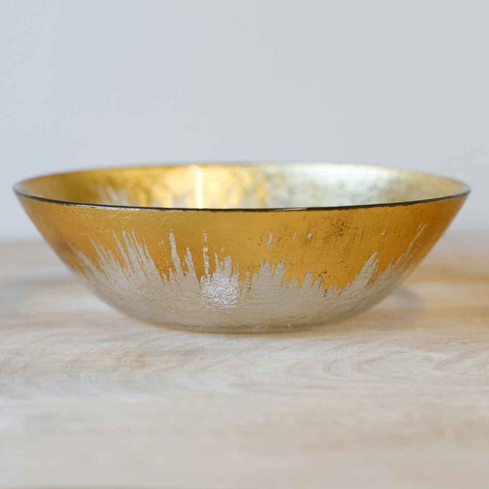 NAPLES GLASS SERVING BOWL CLEAR GOLD