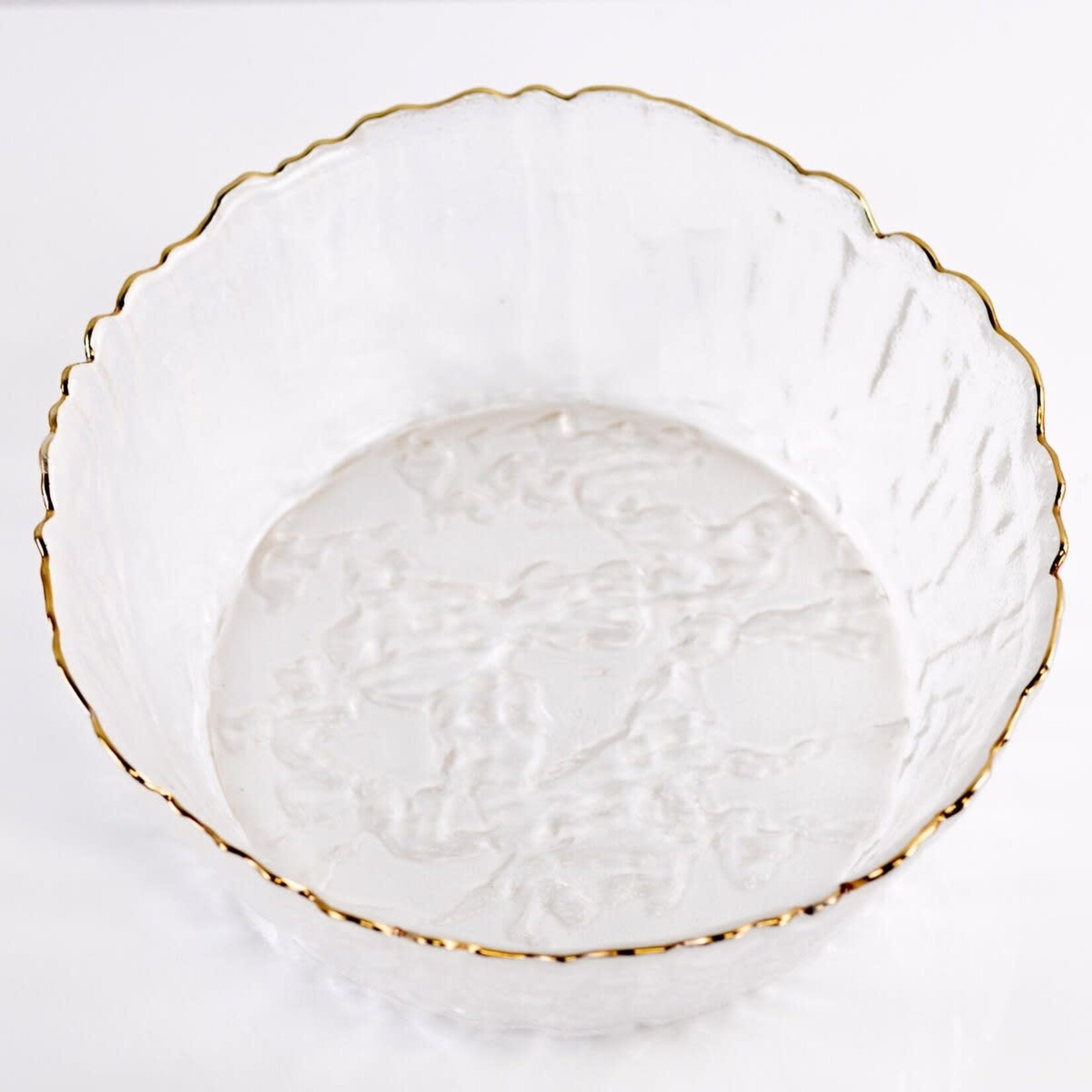 Marguerite Glass serving bowl clear gold
