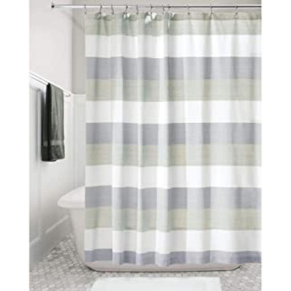 Interdesign Shower Curtain Wide Multi Stripe Navy Sage Homeport