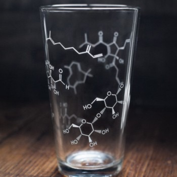 drinkware beer molecule pint glass - set of two