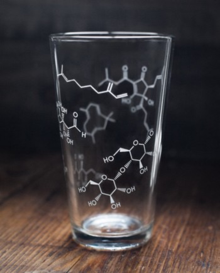 drinkware beer molecule pint glass - set of two