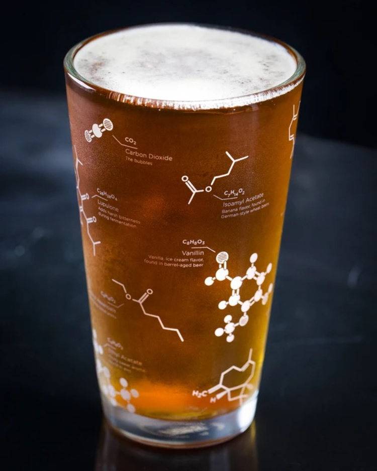 drinkware beer molecule pint glass - set of two