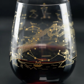 glass night sky star chart wine glass - single gold