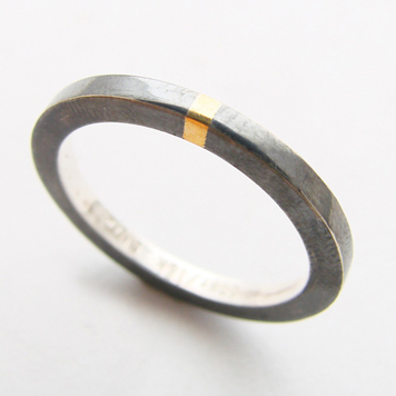rings sterling with 18k yellow gold stripe ring