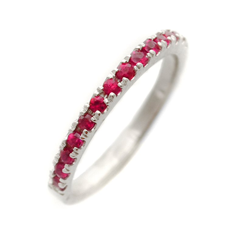 rings ruby microset in 14k white gold