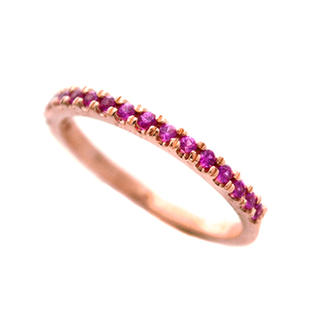 rings pink sapphire microset with 14k rose gold
