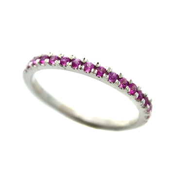 rings pink sapphire microset with 14k white gold