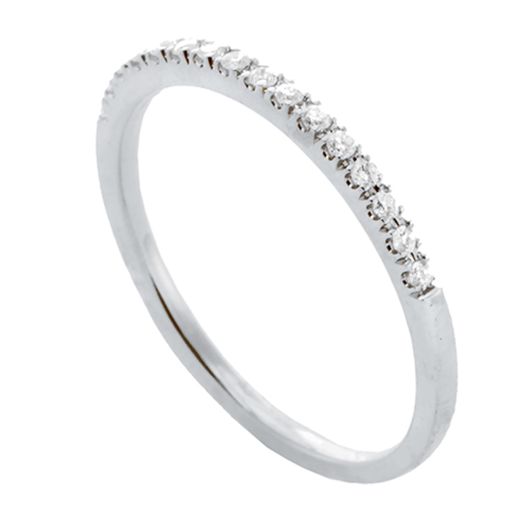 rings diamond half around microset in 14k white gold